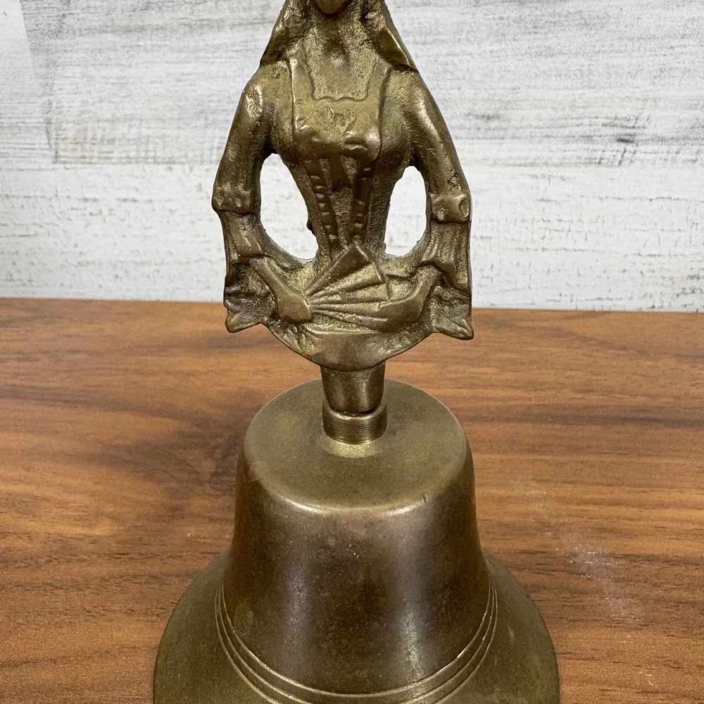 Brass Victorian Lady Bell Early 20th Century 7